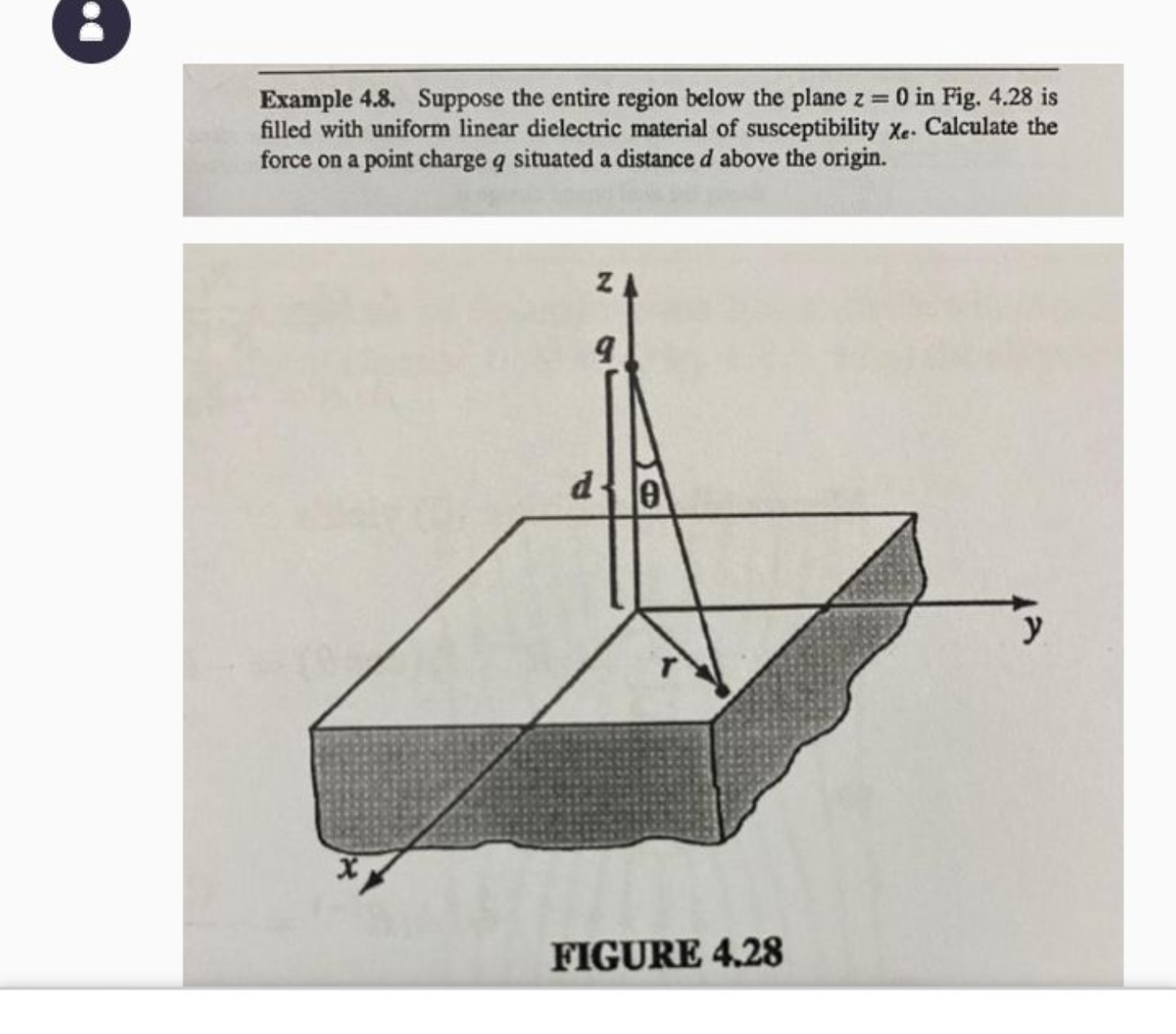 Example 4.8. Suppose the entire region below the plane z=0 in Fig. 4.2