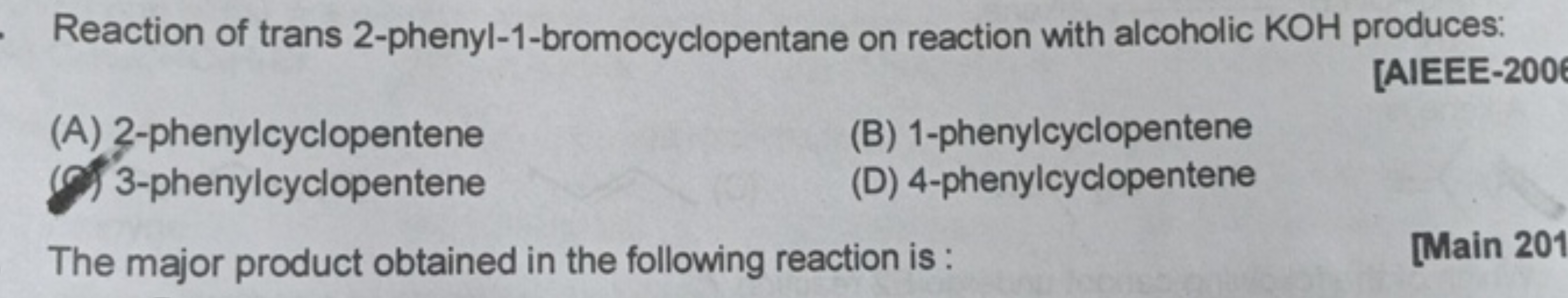 Reaction of trans 2-phenyl-1-bromocyclopentane on reaction with alcoho