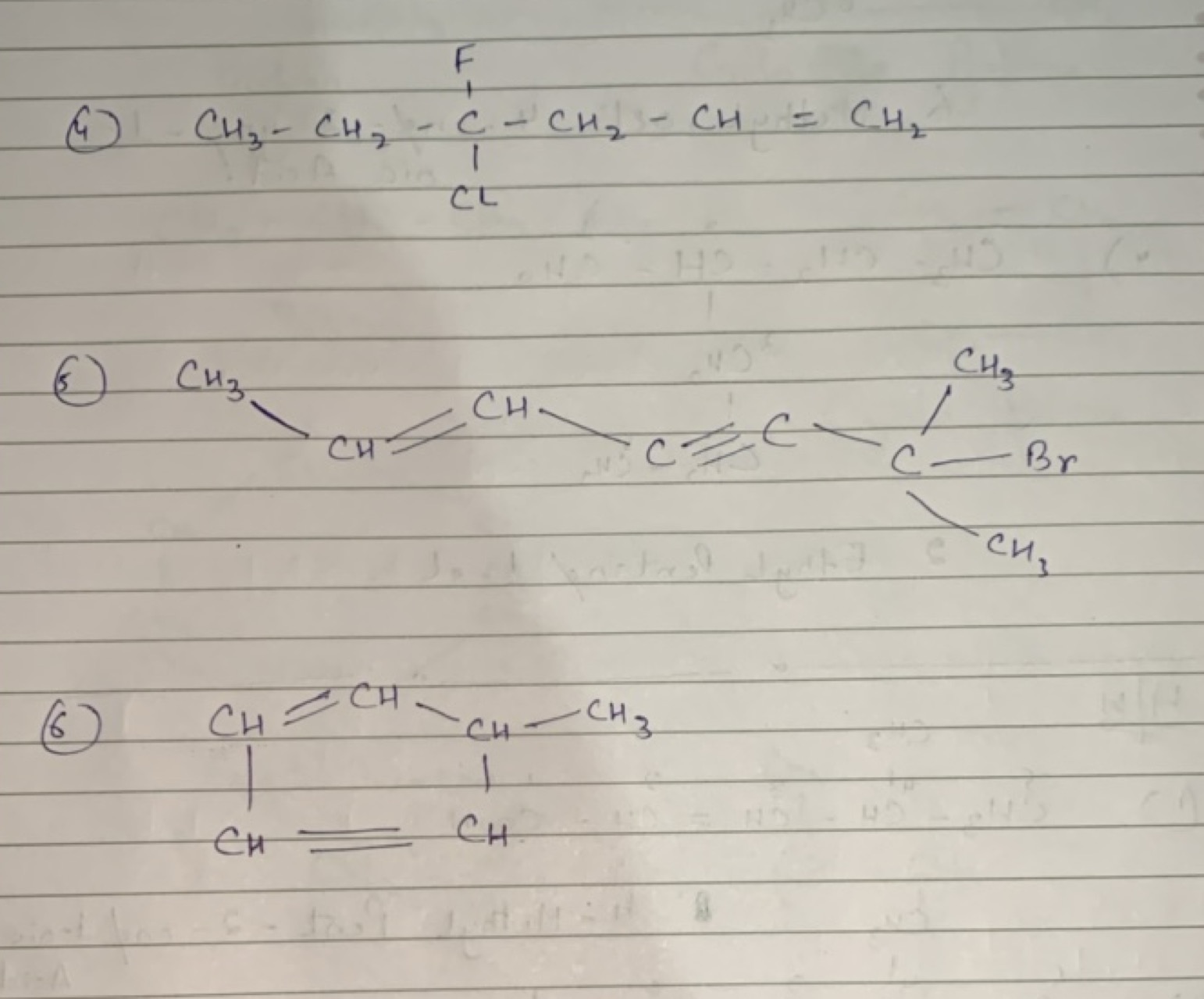 (5)
CC=CC=CC(C)(C)Br
(6)
CC1C=CC=C1
