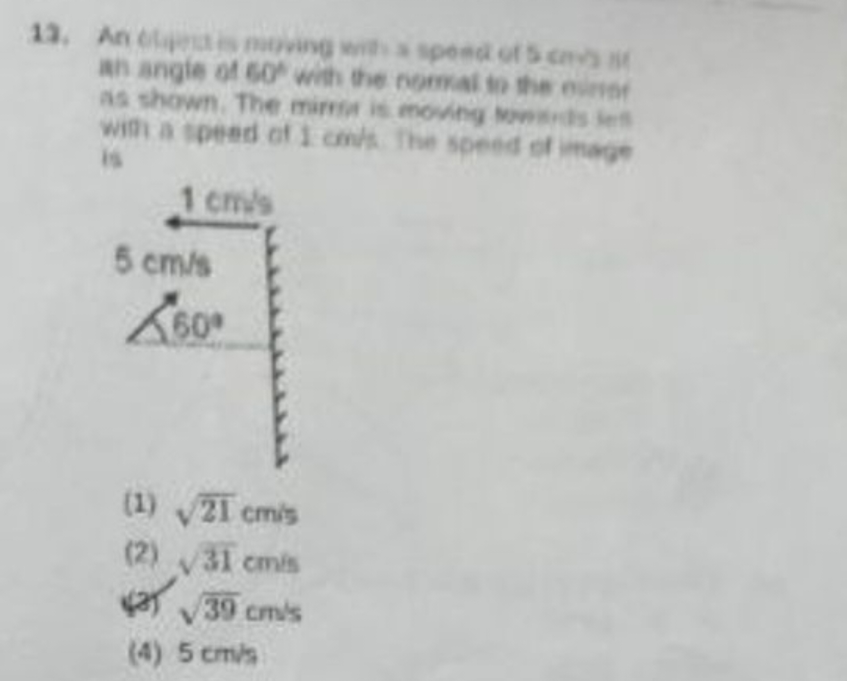 an angle of 60∘ whith the nomai in the evist as shown. The mirita is m