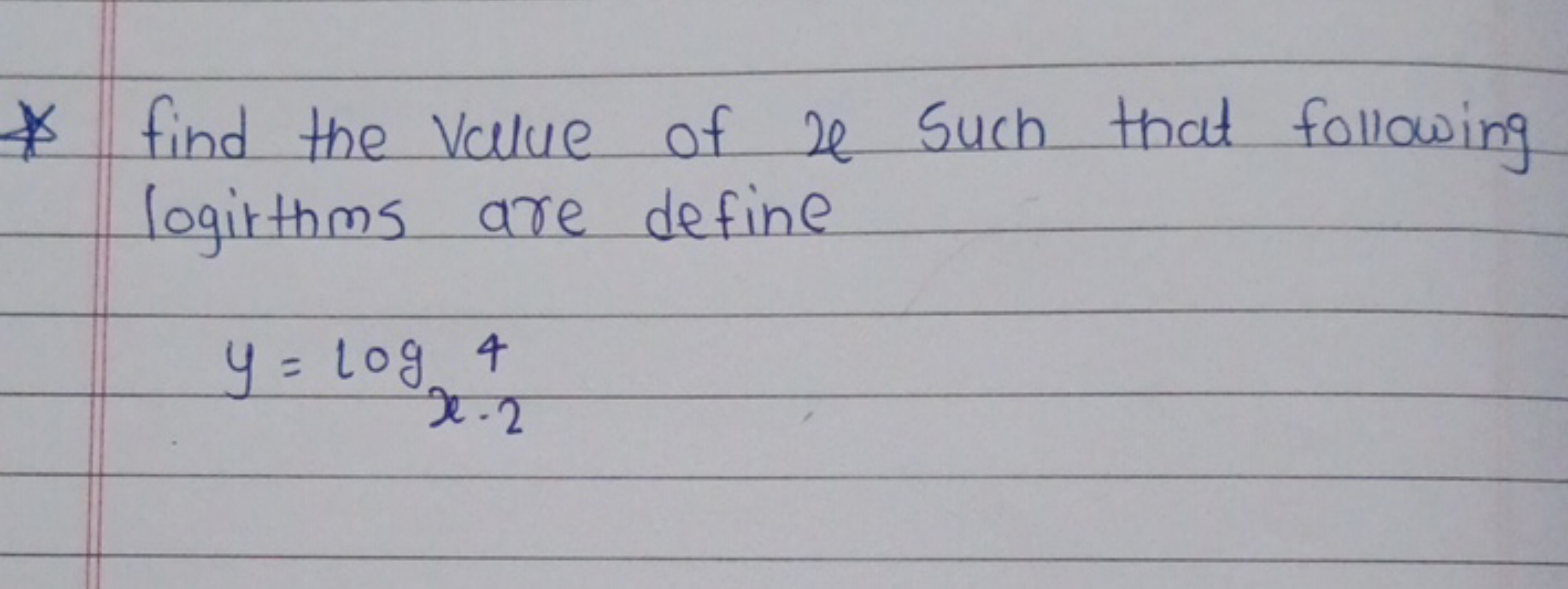 find the value of x such that following logirthms are define
y=logx−2​