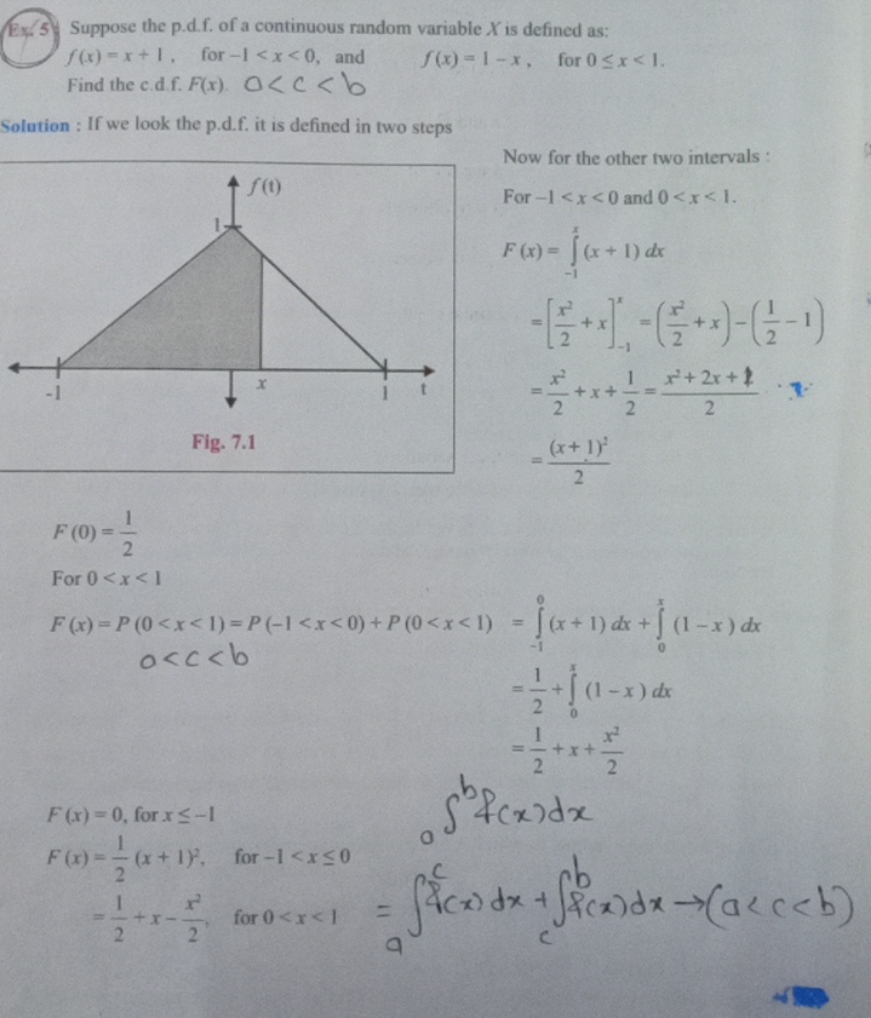 Ex.5) Suppose the p.d.f. of a continuous random variable X is defined 