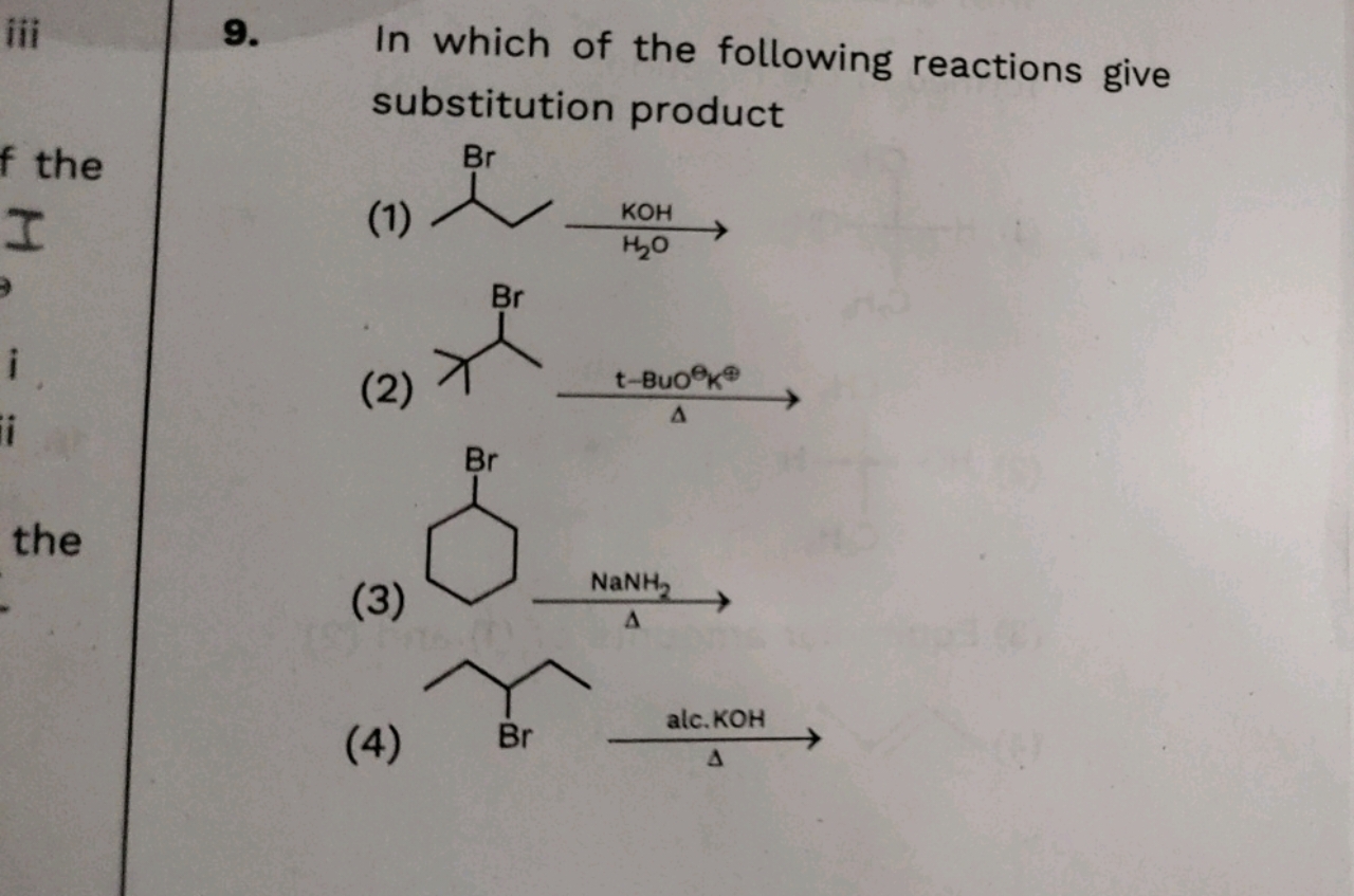 In which of the following reactions give substitution product