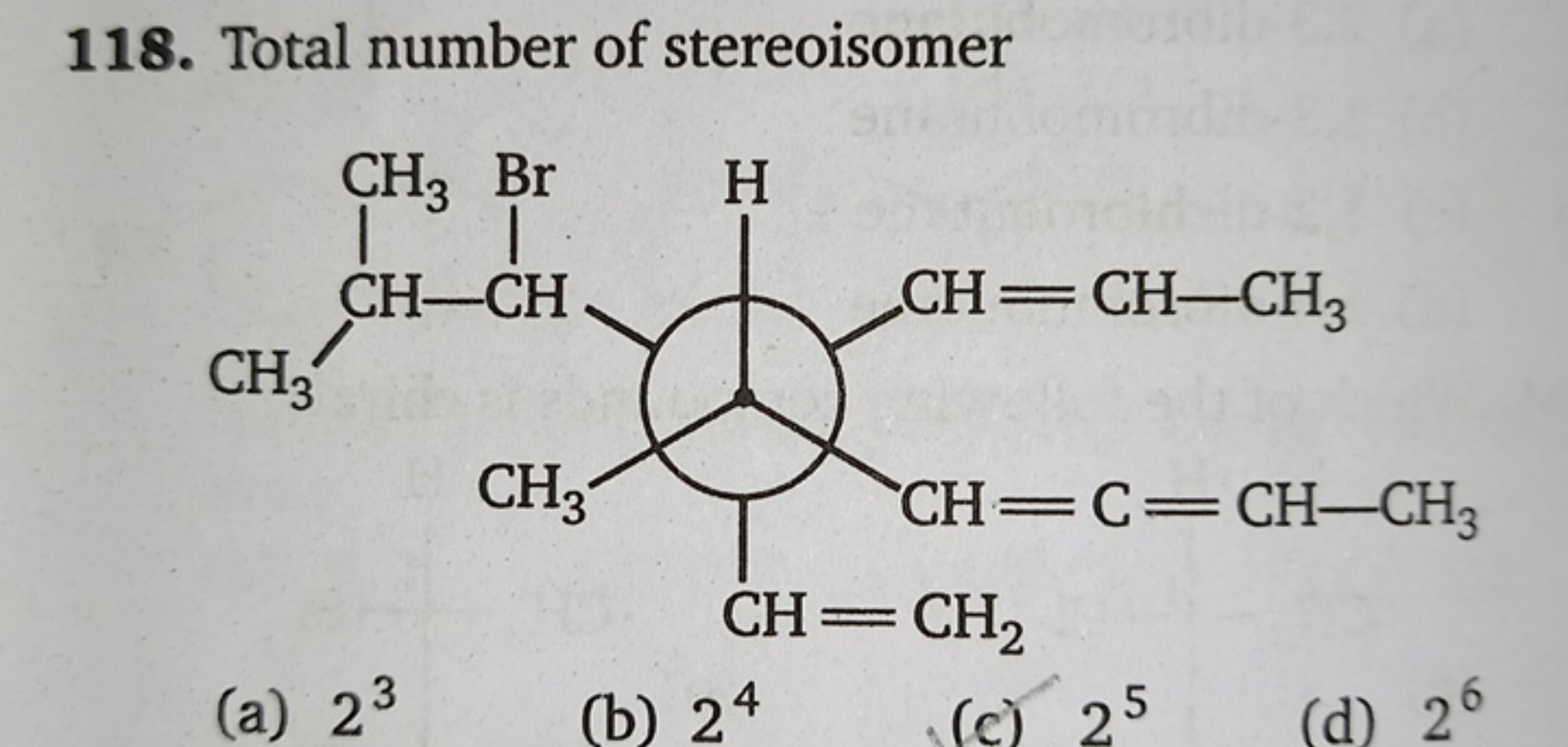 Total number of stereoisomer C=CC1C(C=CC)C2C(C=C=CC)C(C=CC)C1C(C)C2C(B