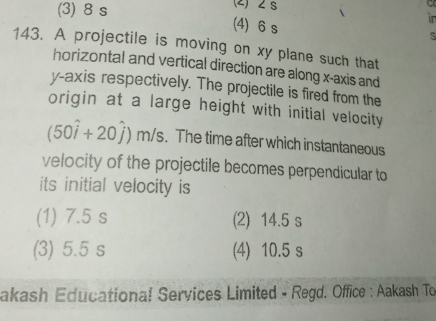 A projectile is moving on xy plane such that horizontal and vertical d