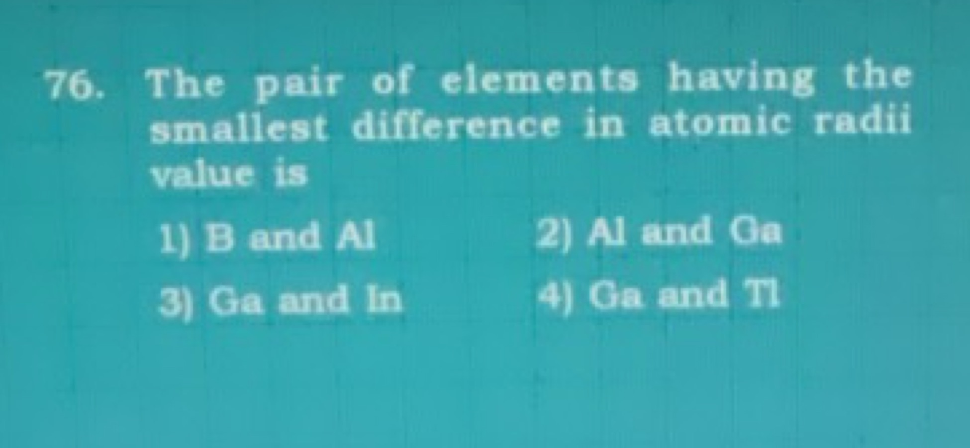 The pair of elements having the smallest difference in atomic radii va