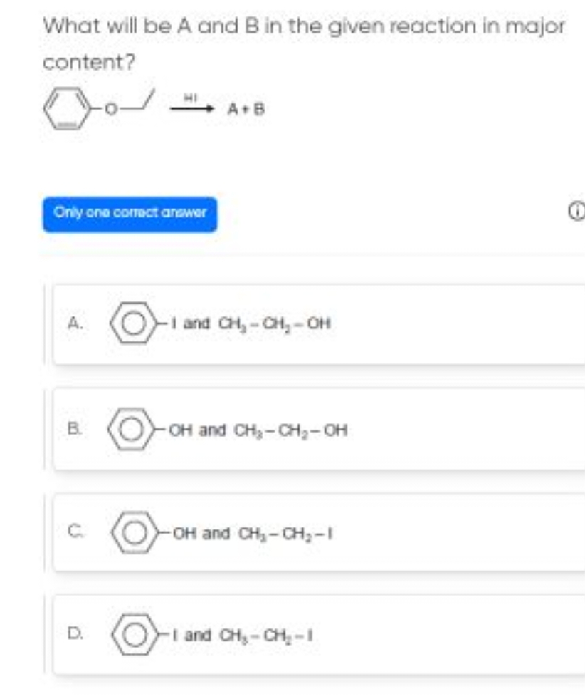 What will be A and B in the given reaction in major content?
[B][13CH2