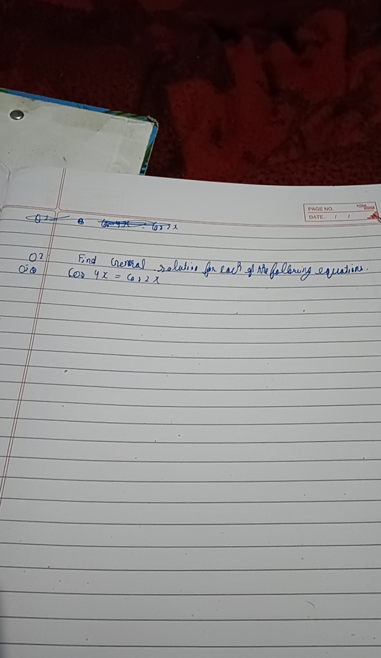 O2 Find central solution, for each of the fol bring equation. Oi c cos