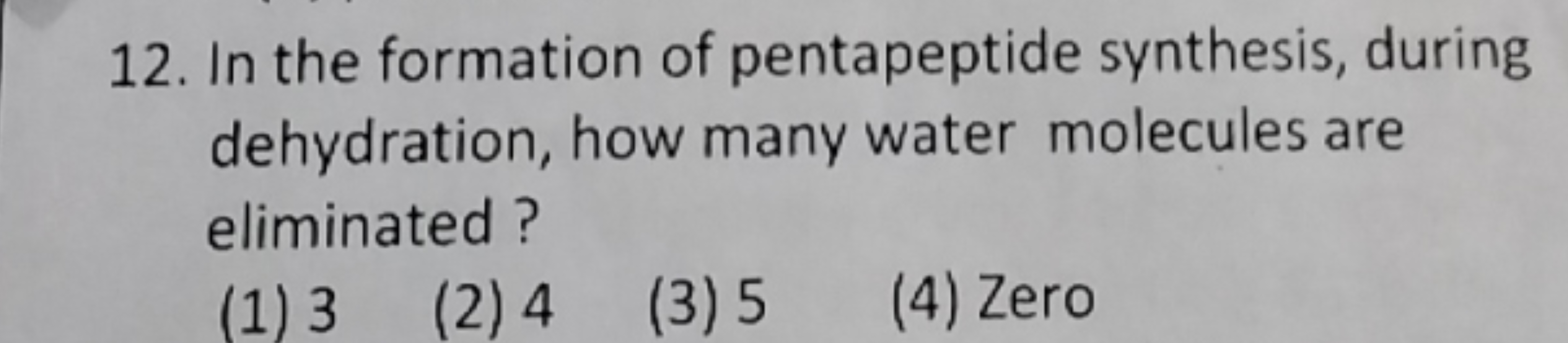 In the formation of pentapeptide synthesis, during dehydration, how ma