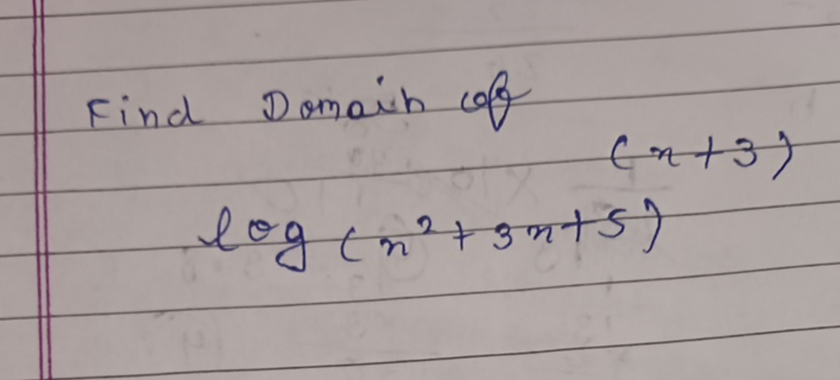 Find Domain of
log(n2+3n+5)
