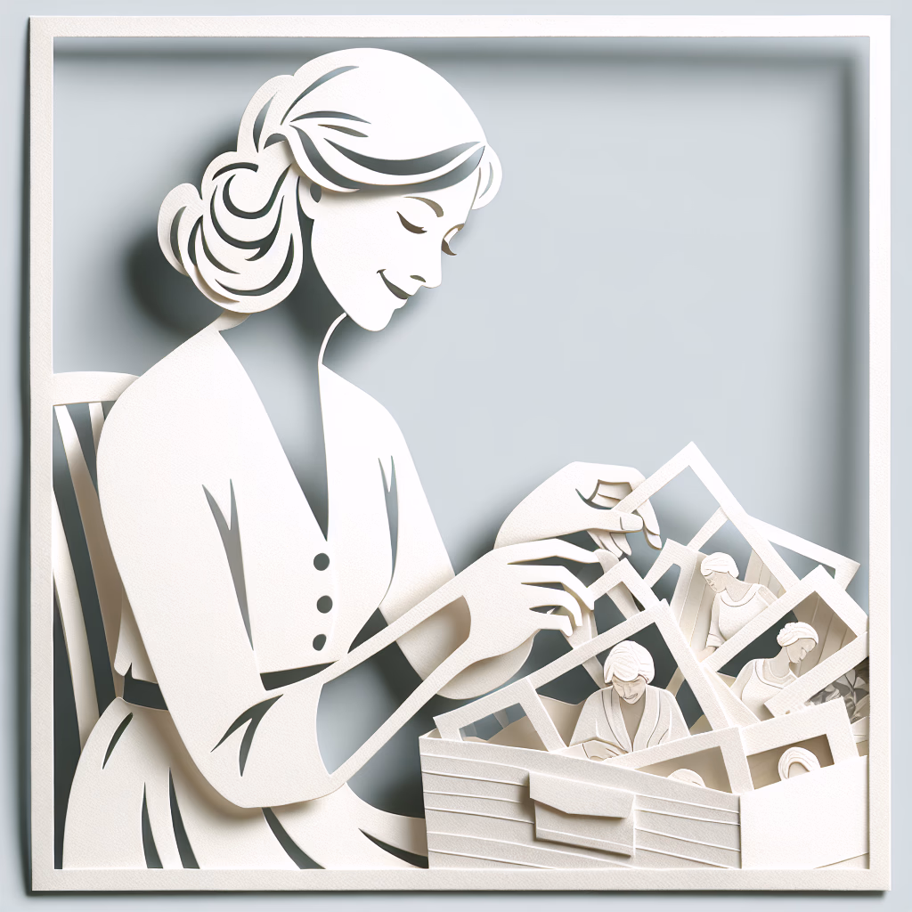 person holding a memory book and smiling
