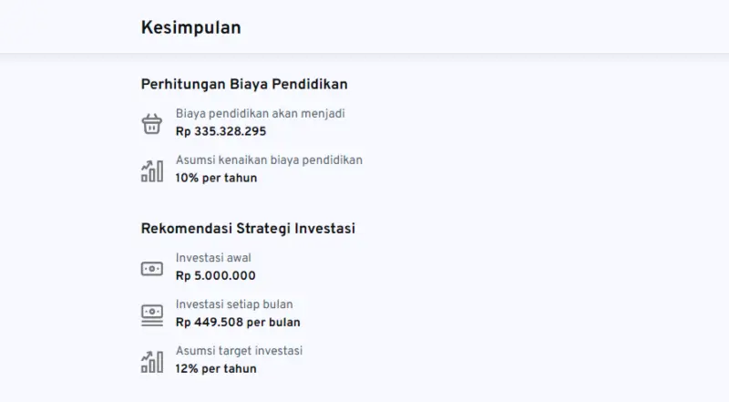 Hasil simulasi uang kuliah.