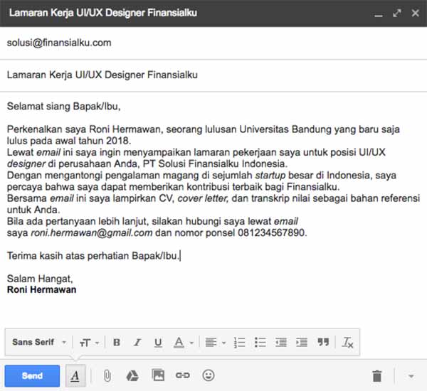 Alamat Email Yang Bagus Untuk Melamar Kerja Web Keluarga