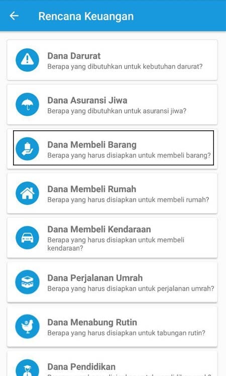 Dana Membeli Barang (Mobil) Aplikasi Finansialku 01