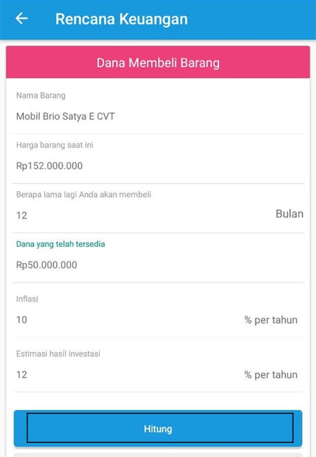 Dana Membeli Barang (Mobil) Aplikasi Finansialku 02