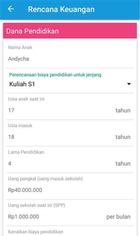 Merencanakan Kuliah Anak dan Menghitung Biaya Kuliah Jurusan Psikologi 04 Aplikasi - Finansialku