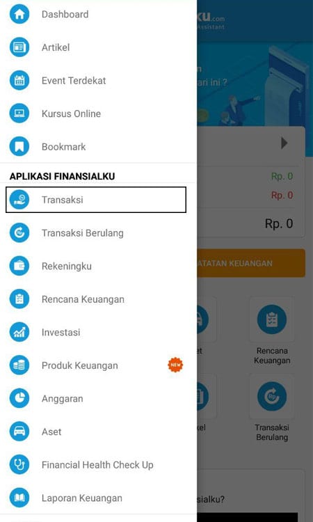 Transaksi Aplikasi Finansialku