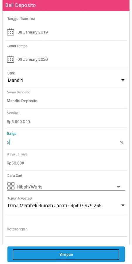 Investasi Deposito (Beli dan Catat) Aplikasi Finansialku 3