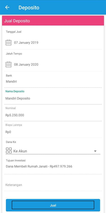 Investasi Deposito (Jual) Aplikasi Finansialku 3