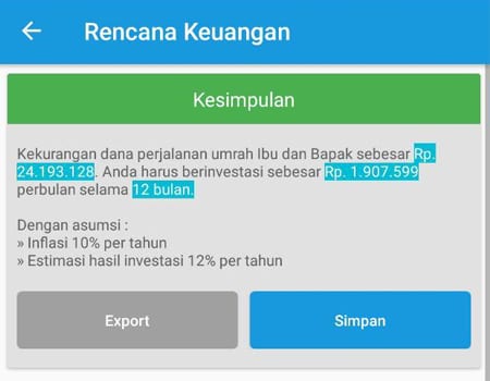 Rencana Keuangan Dana Perjalanan Umrah Aplikasi Finansialku 3