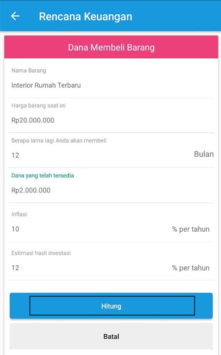 Rencana Keuangan Dana Membeli Barang Aplikasi Finansialku 1