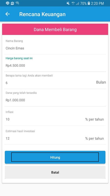 Rencana Keuangan Dana Membeli Barang Aplikasi Finansialku 1