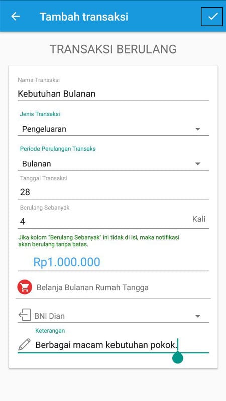 Transaksi Berulang Aplikasi Finansialku 3