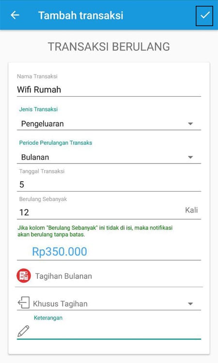 Transaksi Berulang Aplikasi Finansialku 3