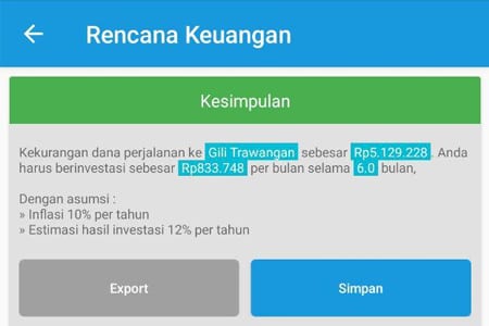 Rencana Keuangan Dana Liburan Aplikasi Finansialku 3