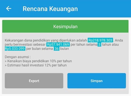 Rencana Keuangan Dana Pendidikan Aplikasi Finansialku 3