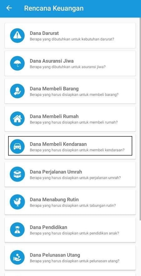 Rencana Keuangan Dana Membeli Kendaraan Aplikasi Finansialku 1