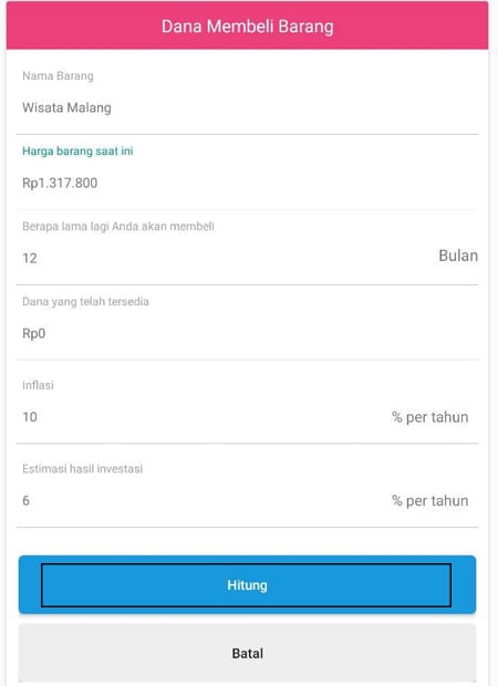 Rencana Keuangan Dana Membeli Barang Aplikasi Finansialku 1