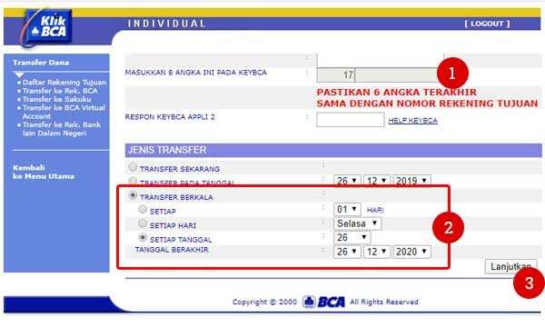 Contoh Setting KlikBCA