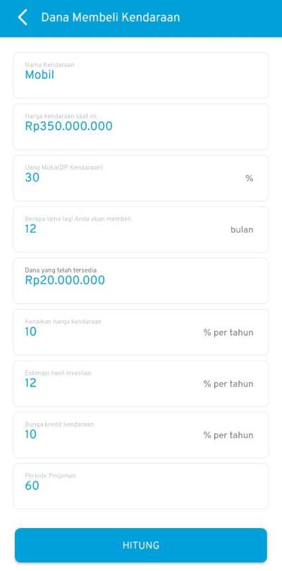 Aplikasi Finansialku Dana Membeli Kendaraan