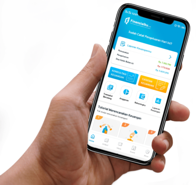 Mockup Aplikasi Finansialku With Hand