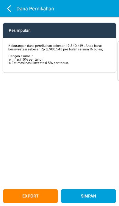 Hasil Kalkulator Dana Pernikahan