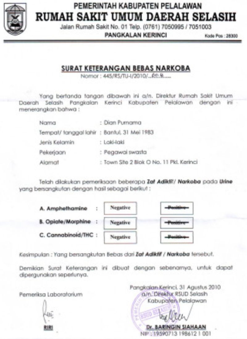 Inilah Contoh Surat Keterangan Bebas Narkoba Dari Bnn Terbaik Koleksi Contoh Surat By