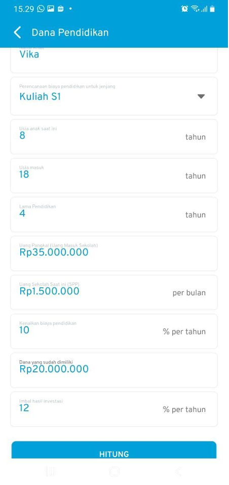 Menghitung Dana Pendidikan Di Aplikasi Finansialku