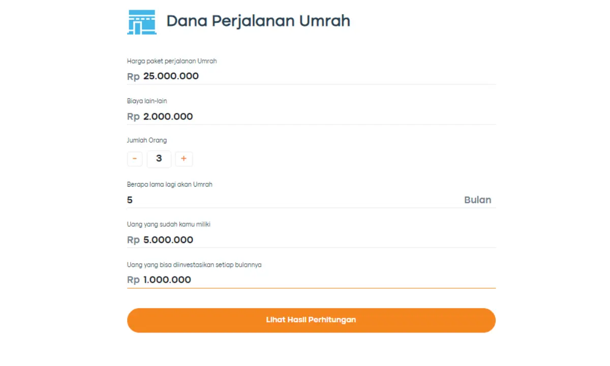 hitung biaya umroh untuk 3 orang