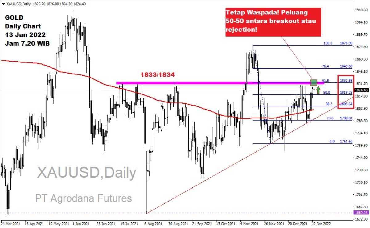 Pergerakan Harga Emas dan Forex Hari Ini 13 Januari 2022 gd