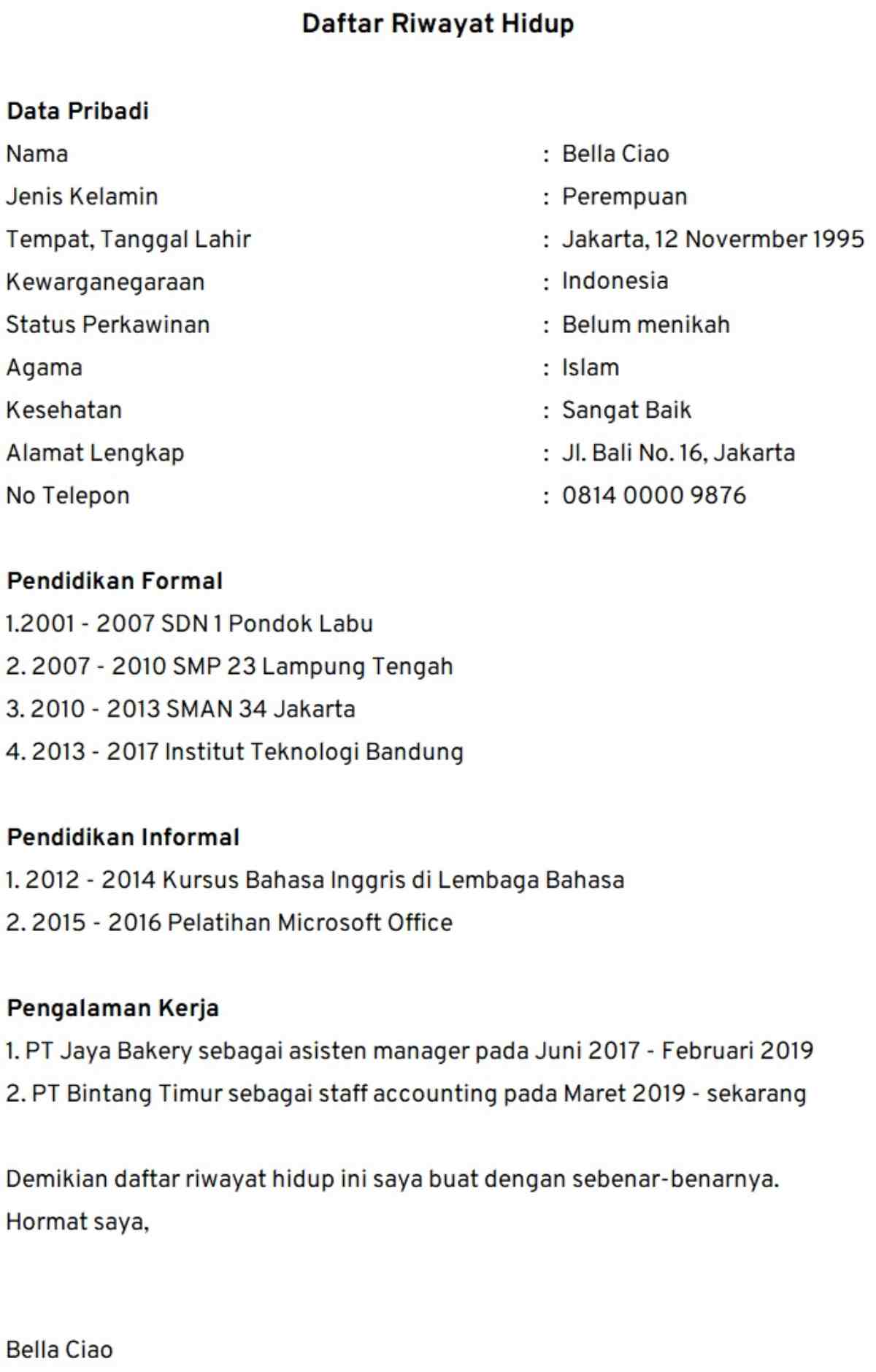 Easy 19 Daftar Riwayat Hidup Sering Digunakan Ketika Melamar Pekerjaan Sebagai Dengan Mudah 2023 