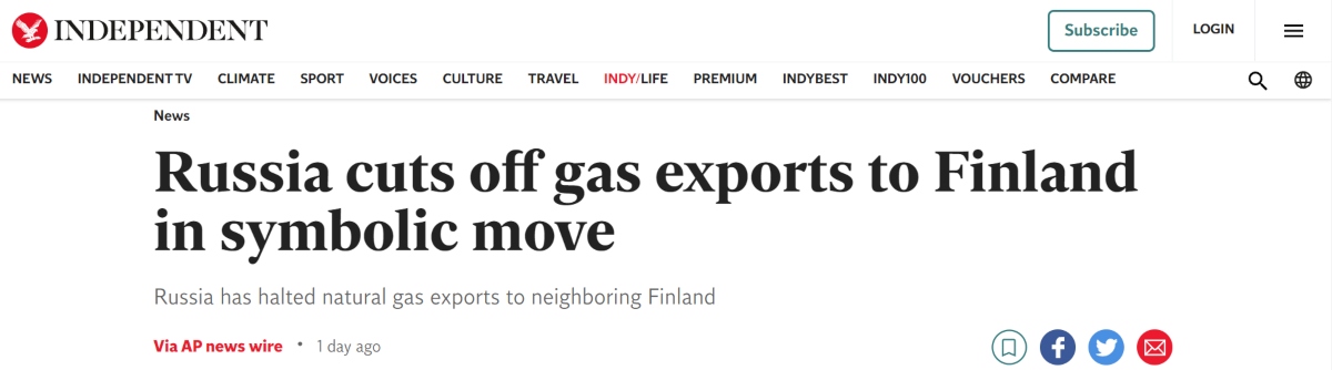 RUSIA CUTS OFF GAS