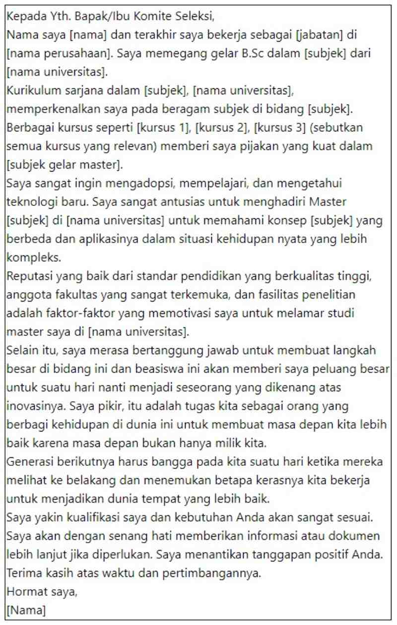 Motivation Letter Program Master Motivation Letter Program Master