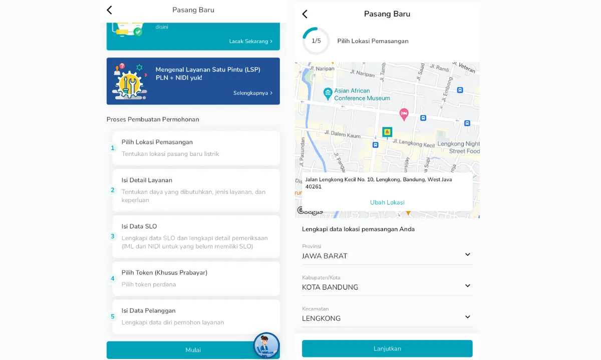 cara daftar pasang listrik baru