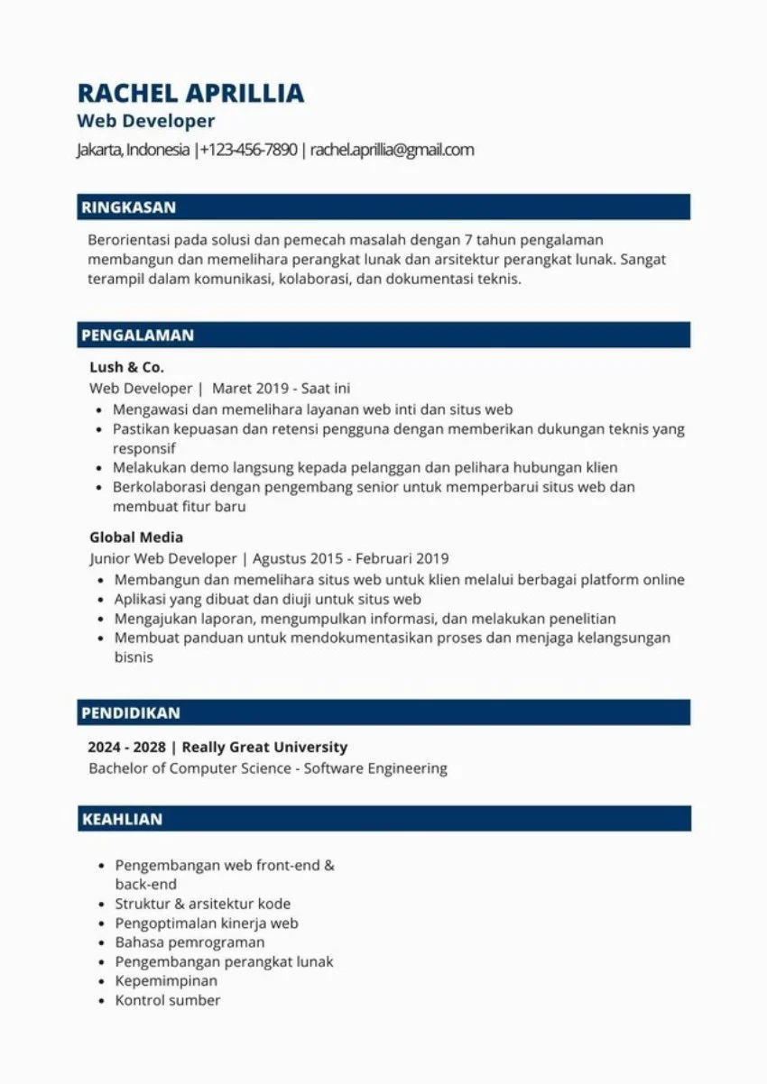  CV ATS friendly_Contoh CV Web Developer