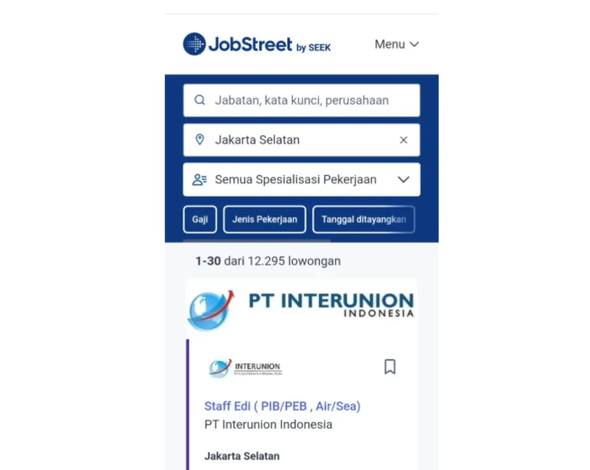 cara melamar di jobstreet_Filter lowongan kerja