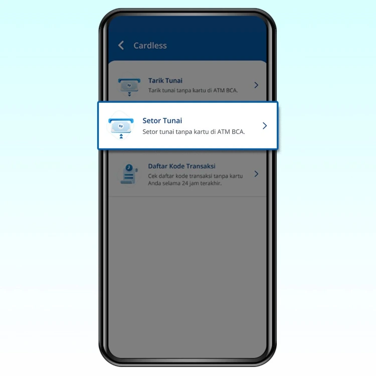 cara setor tunai BCA_memilih menu setor tunai