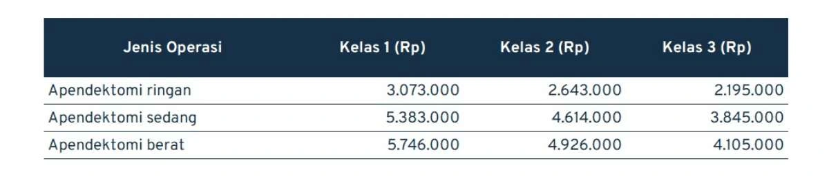 biaya operasi usus buntu_kelas D