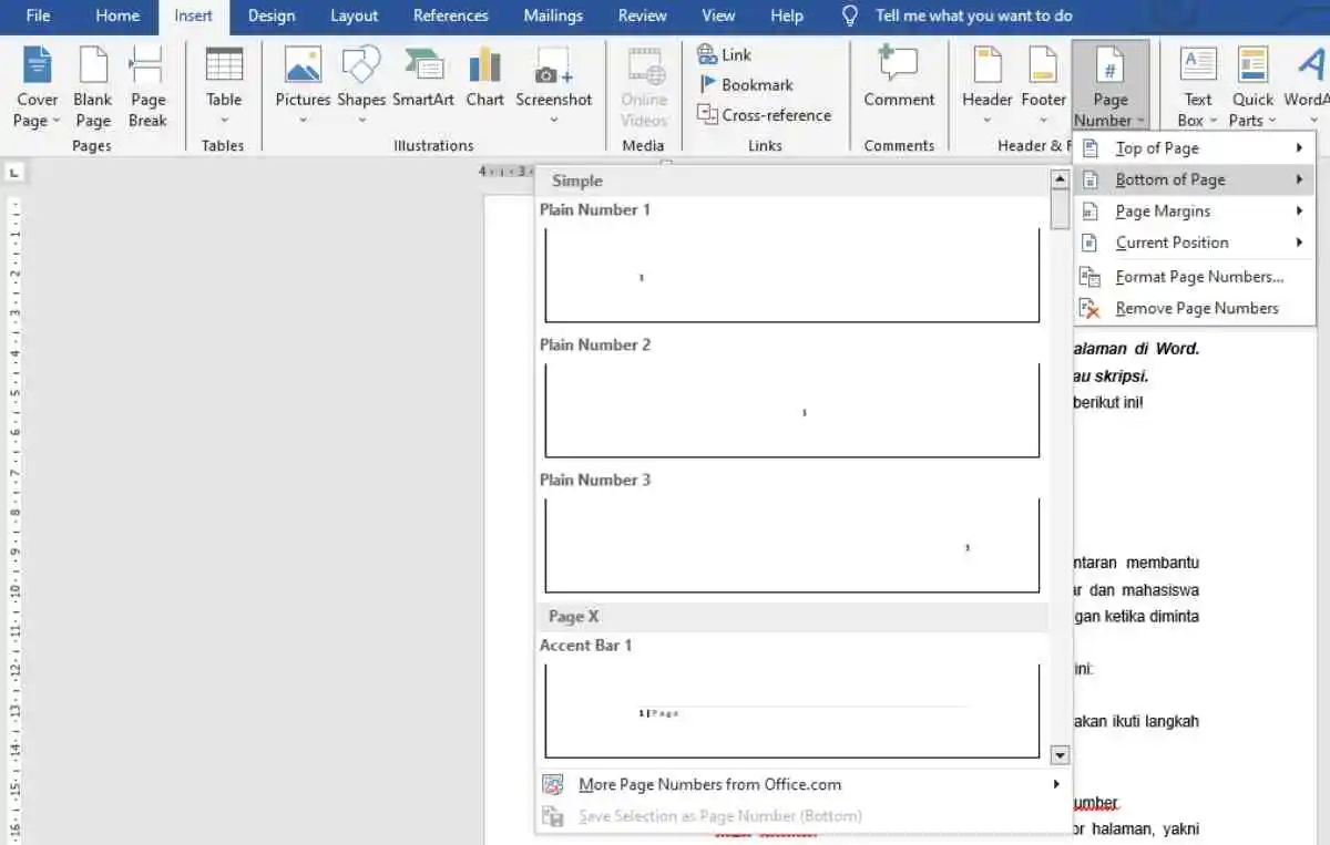 cara membuat halaman di Word 1_Membuat nomor halaman otomatis di Word