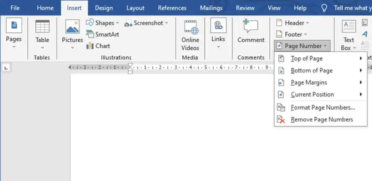 cara membuat halaman di Word 4_Menghapus nomor halaman dengan menu bar Insert